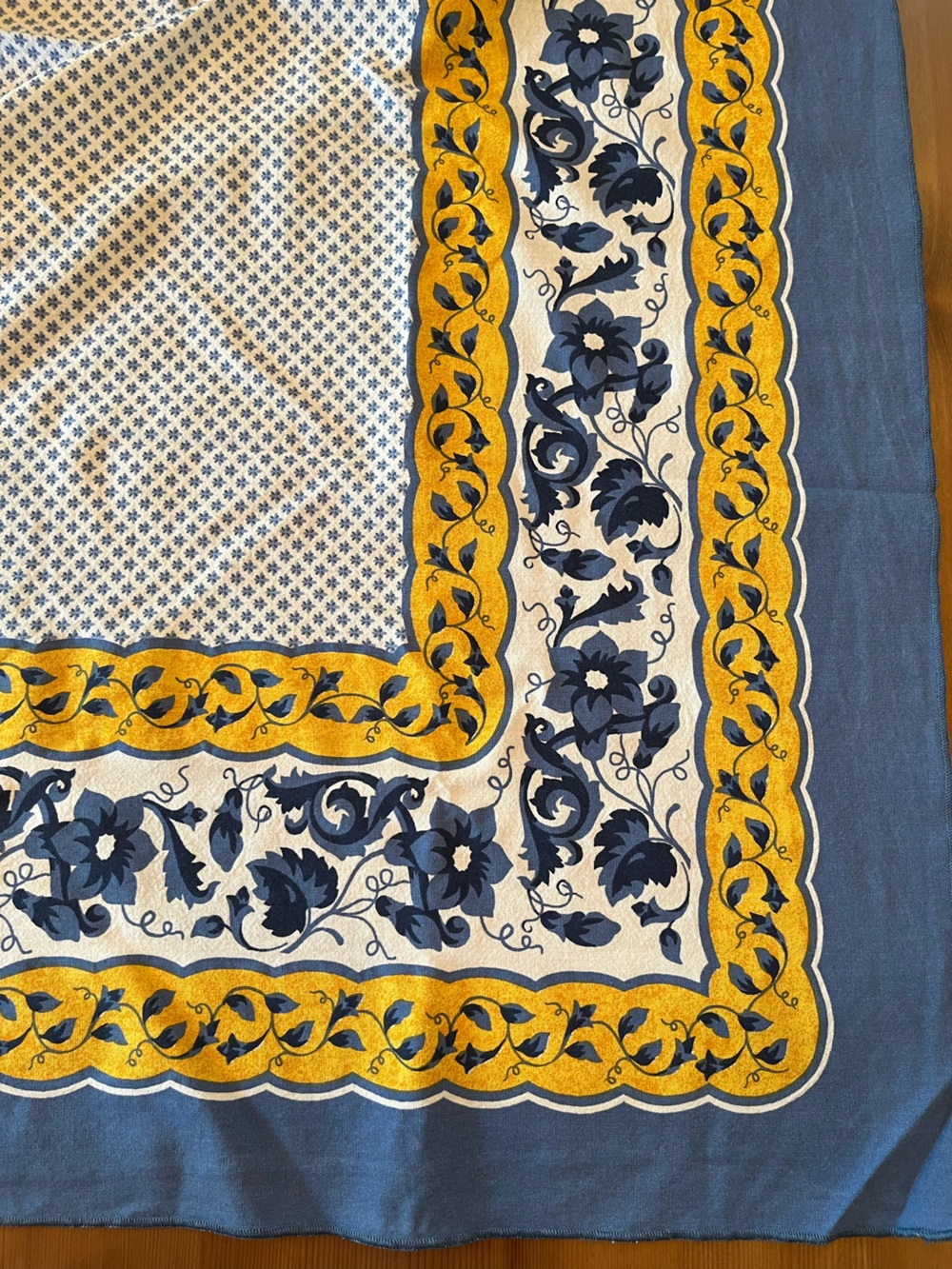 TerriSol Tablecloth French Country 100% Cotton Blue/Yellow 80" x 60" NWOT